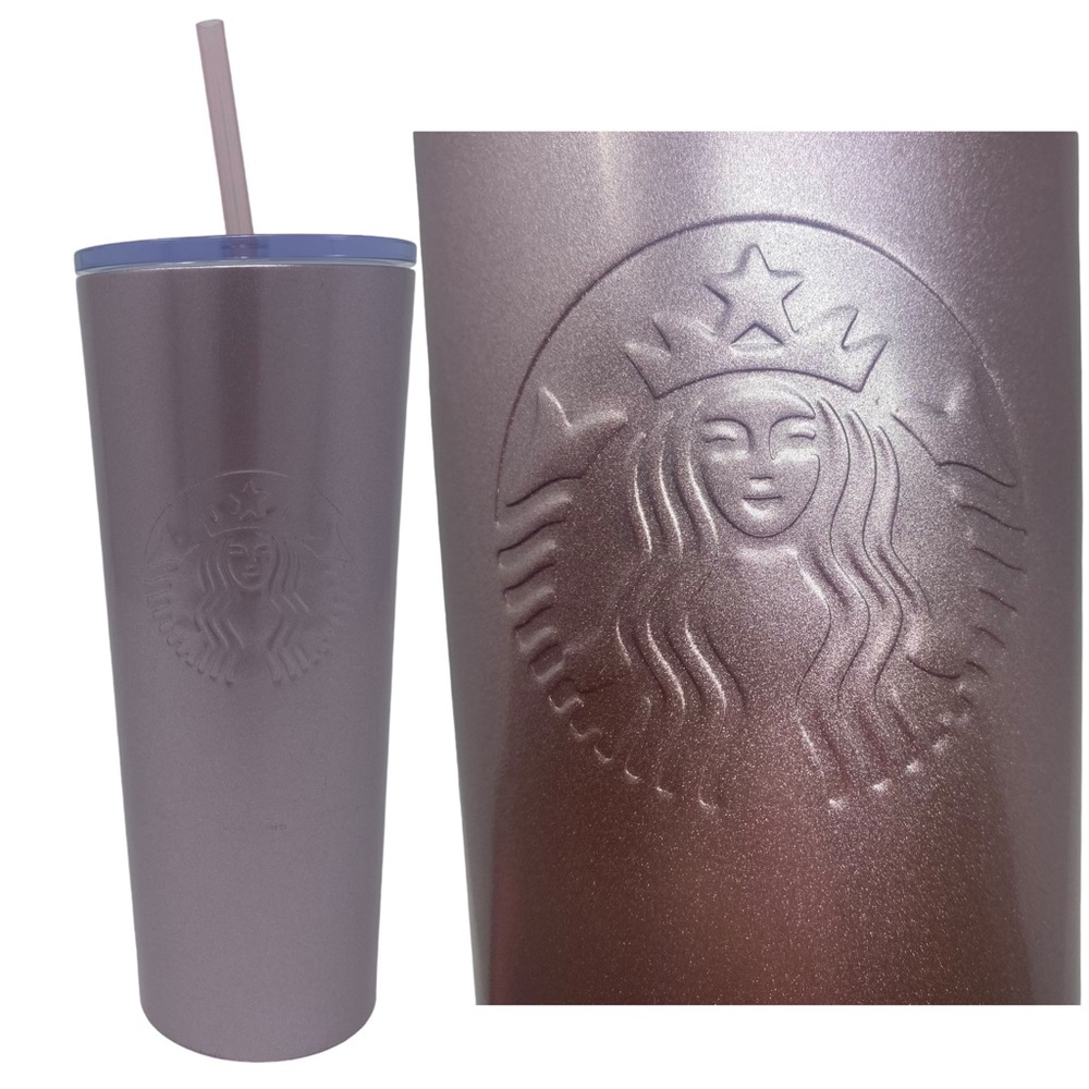 Starbucks Holiday 2018 Pink Rose Gold Stainless Steel Venti Tumbler with Straw
